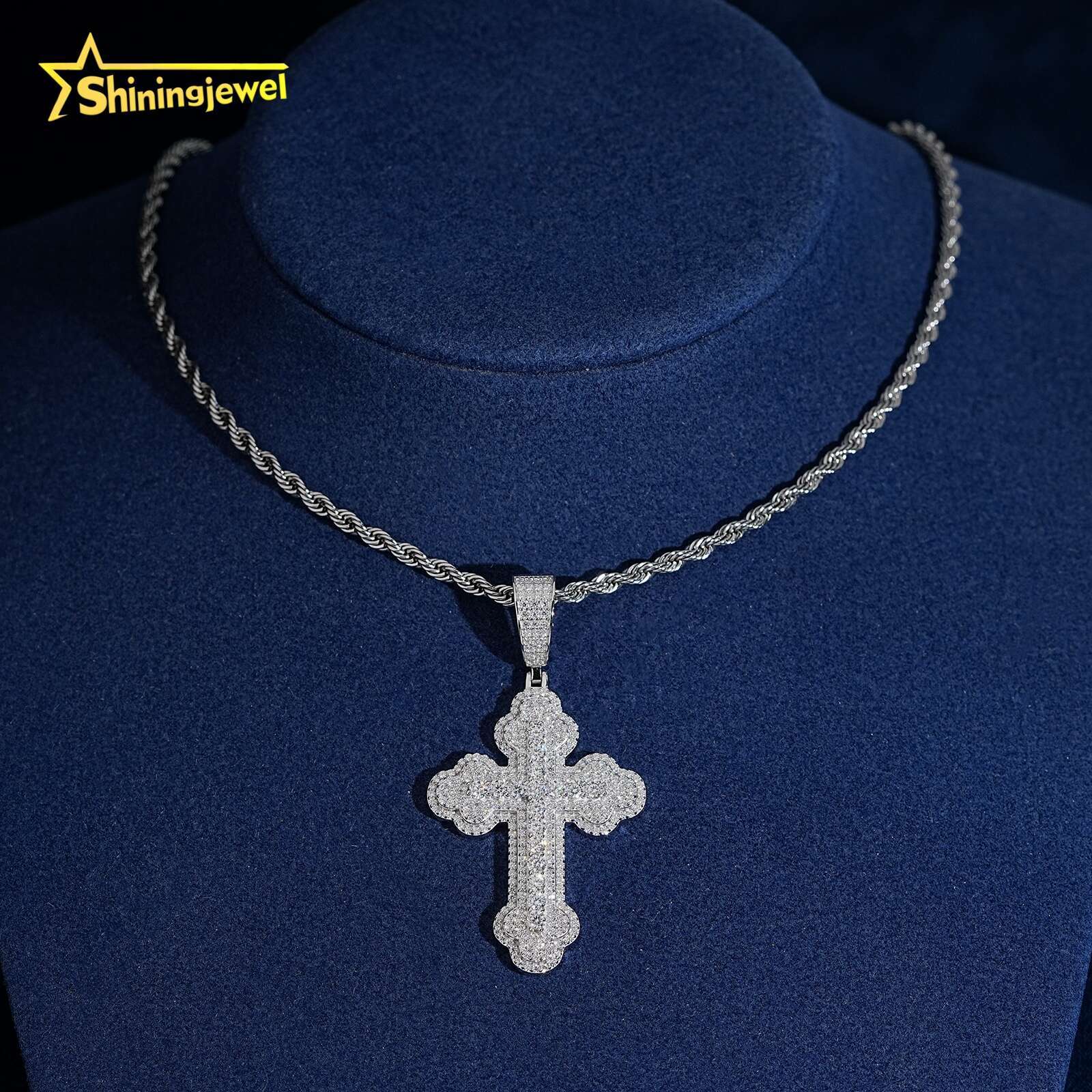 New Design Hip Hop Cross Charms Solid 925 Sliver Rhodium Plated Pass Diamond Test Moissanite Cross Pendant Iced Out Jewelry - view 6