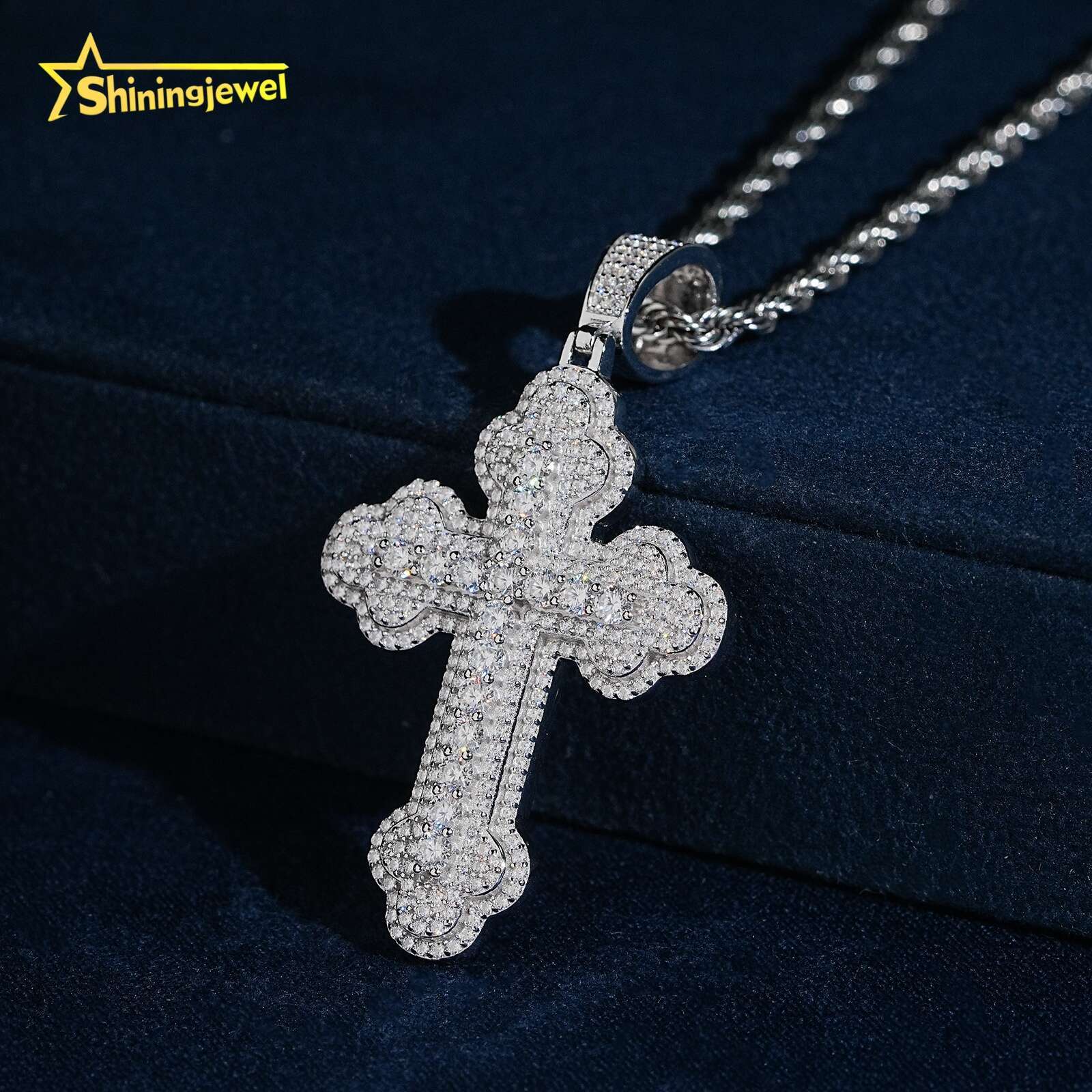 New Design Hip Hop Cross Charms Solid 925 Sliver Rhodium Plated Pass Diamond Test Moissanite Cross Pendant Iced Out Jewelry - view 3
