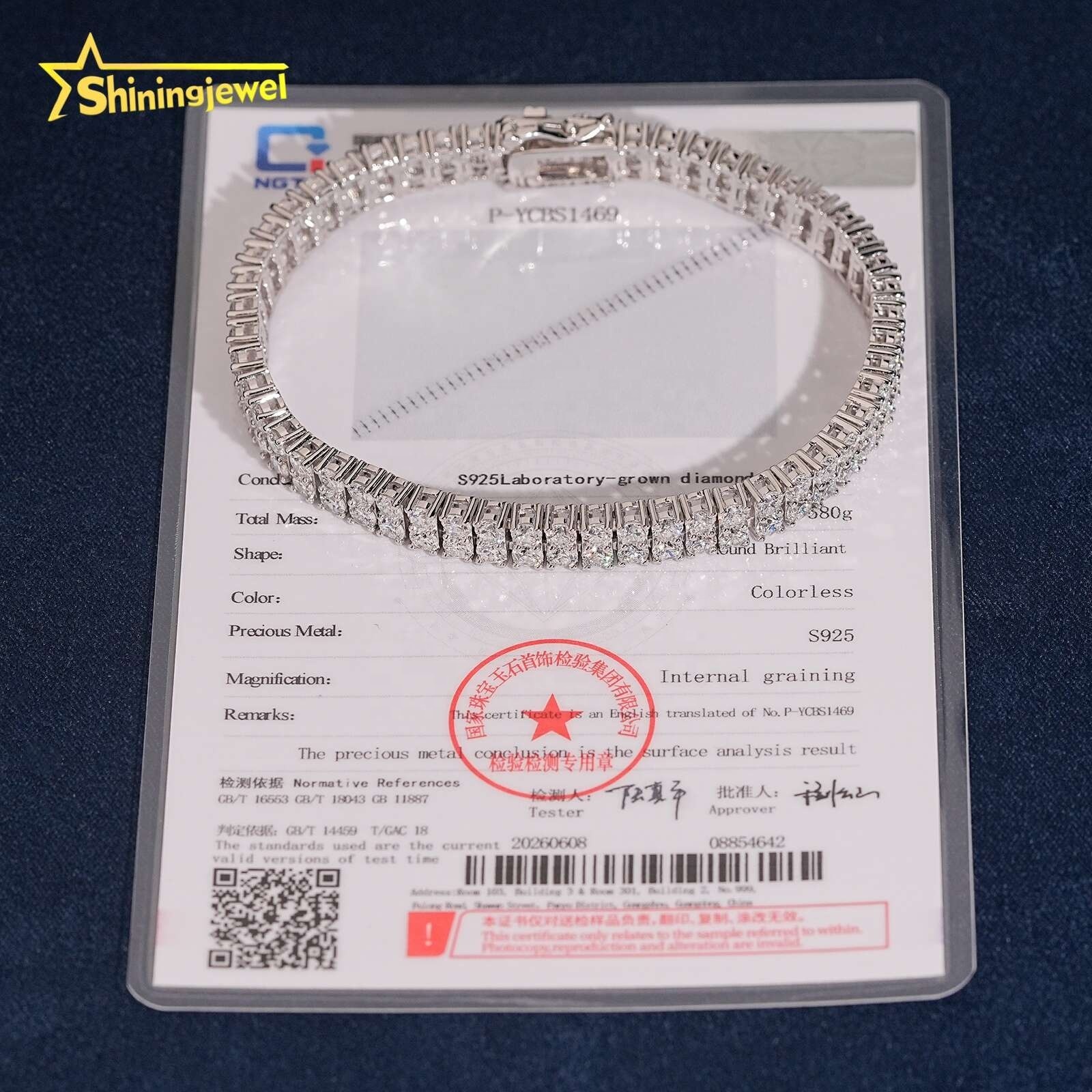 Hip Hop Luxury Fine Jewelry Double Row 925 Silver 6.6mm Lab Grown Diamond Tennis Bracelet