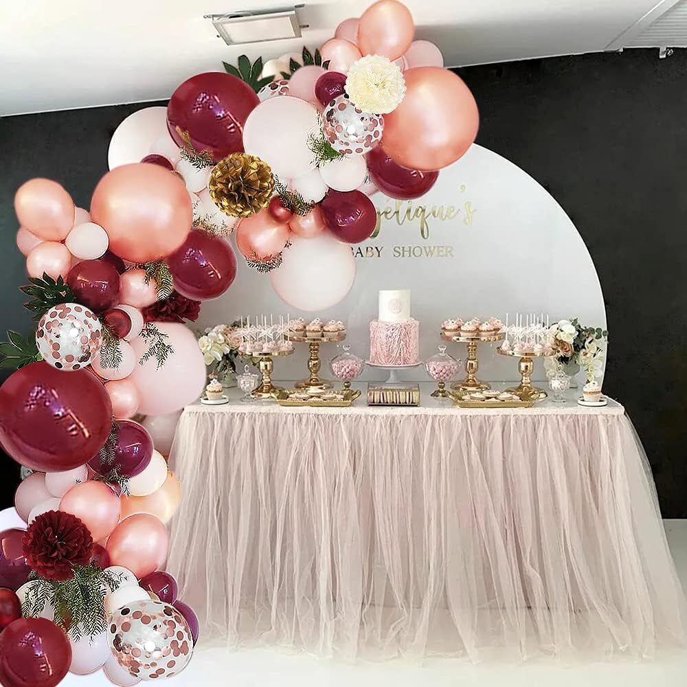 Women's Pink Party Decorations, White Balloon Happy Birthday Banner, Suitable for Bachelorette Party, Wedding, Women 30 Old, 40 Years Old (Burgun - view 5
