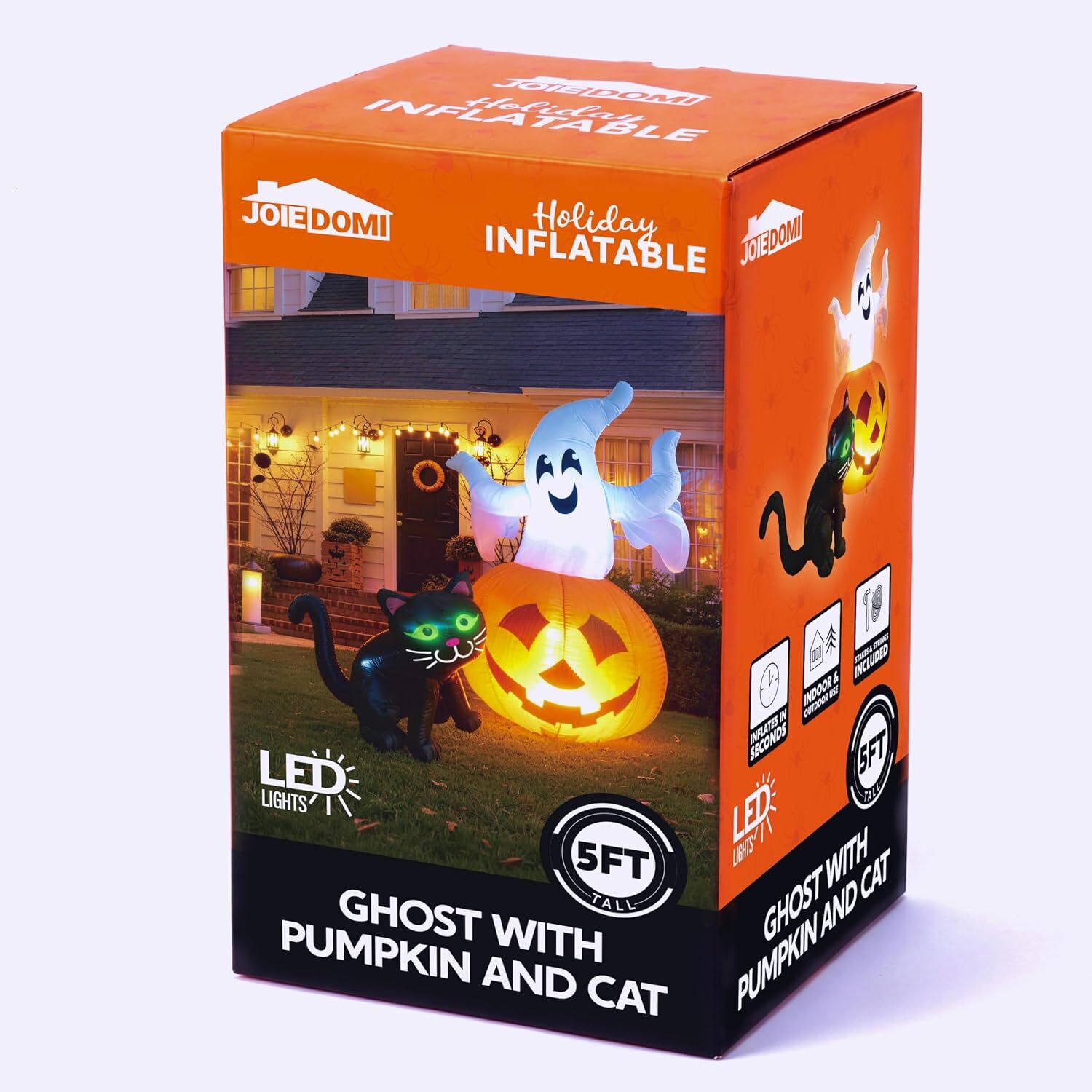 5FT Lighted on Pumpkin with Black Cat Inflatables Ghost Outdoor Halloween Blow Up Yard Decorations for Outside Patio Lawn Party Indoor Decor J260822 - view 8