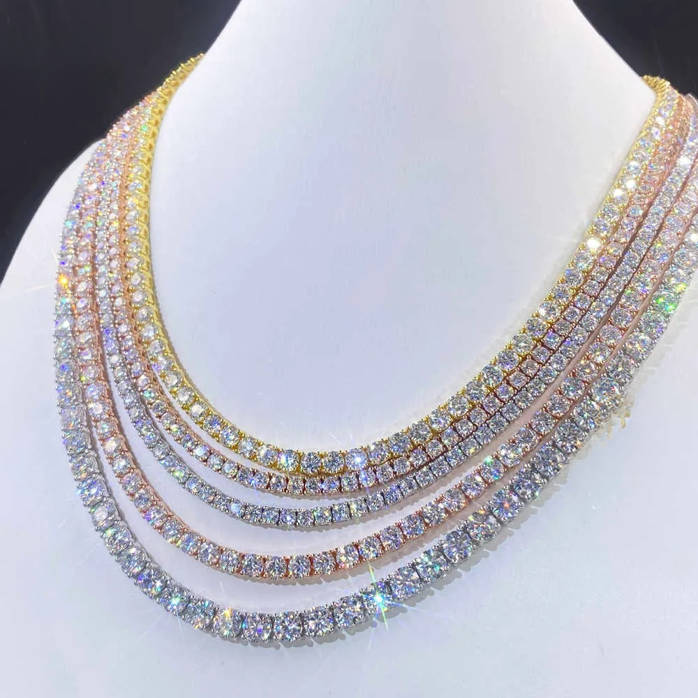 Factory Wholesale Vvs Moissanite Tennis Chain 3MM 4MM 5MM High Quality 10K Gold Plated 925 Silver Find Jewelry Necklace Bracelet - view 3