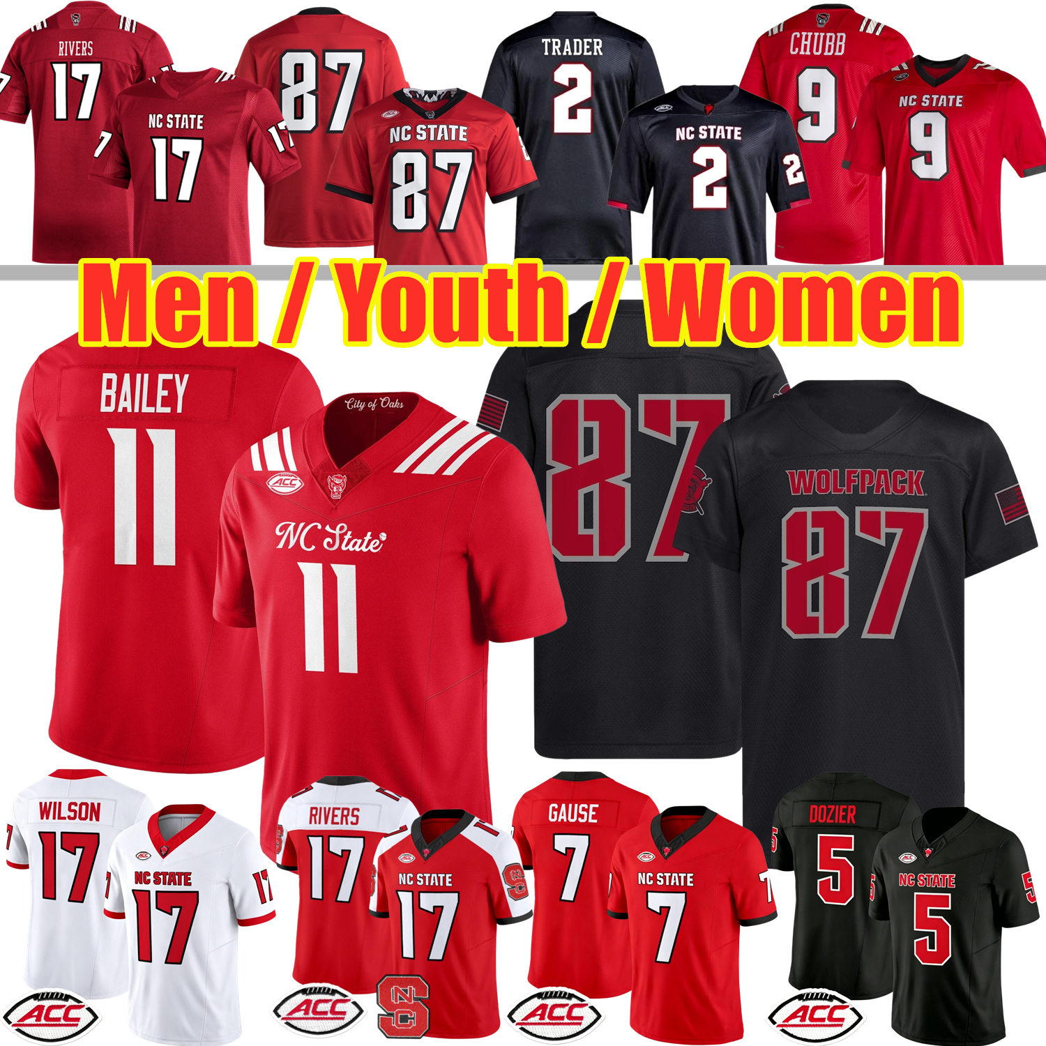 Maglia Da Football NC State North Carolina College CJ Bailey Davion Gause Joshi…