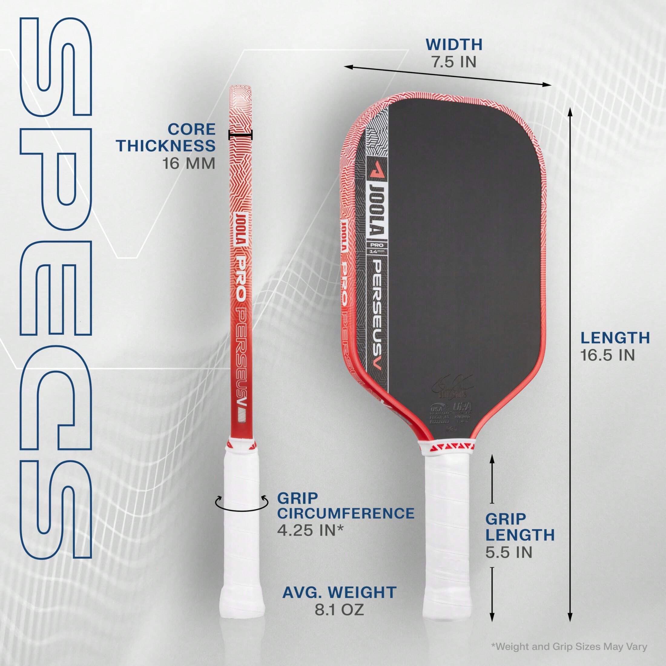 JOOLA Pro V Pickleball Paddle 16mm, Co-Branded Racket With Raw Carbon Fiber Textured Surface, Reinforced Frame & Power Core, Excelle 26Y0822