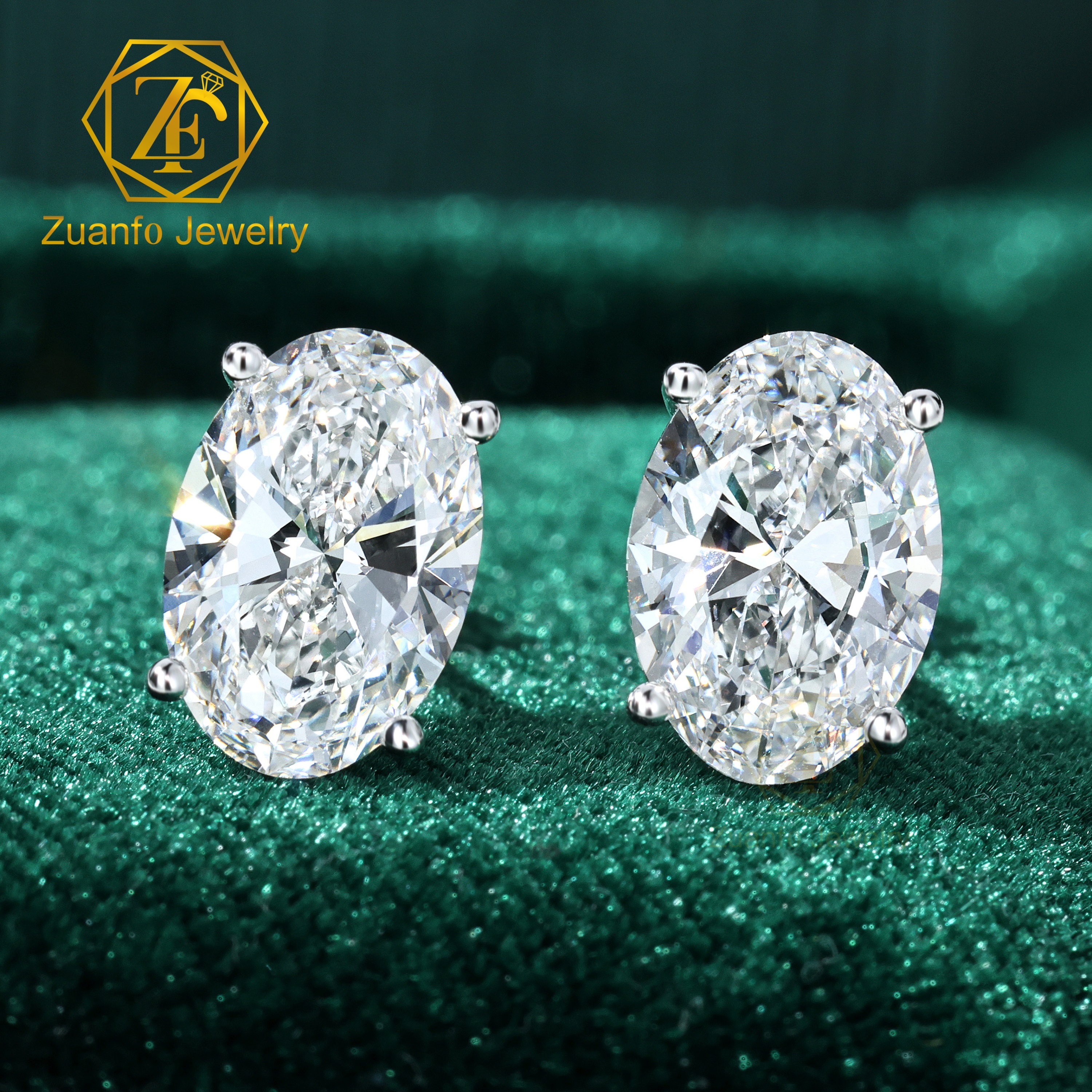 Custom Fine Jewelry 1.0- 3.0ct Oval Brilliant Cut Lab Grown Diamond Stud Real 14K Gold CVD HPHT Diamond Gold diamond Earrings - view 5