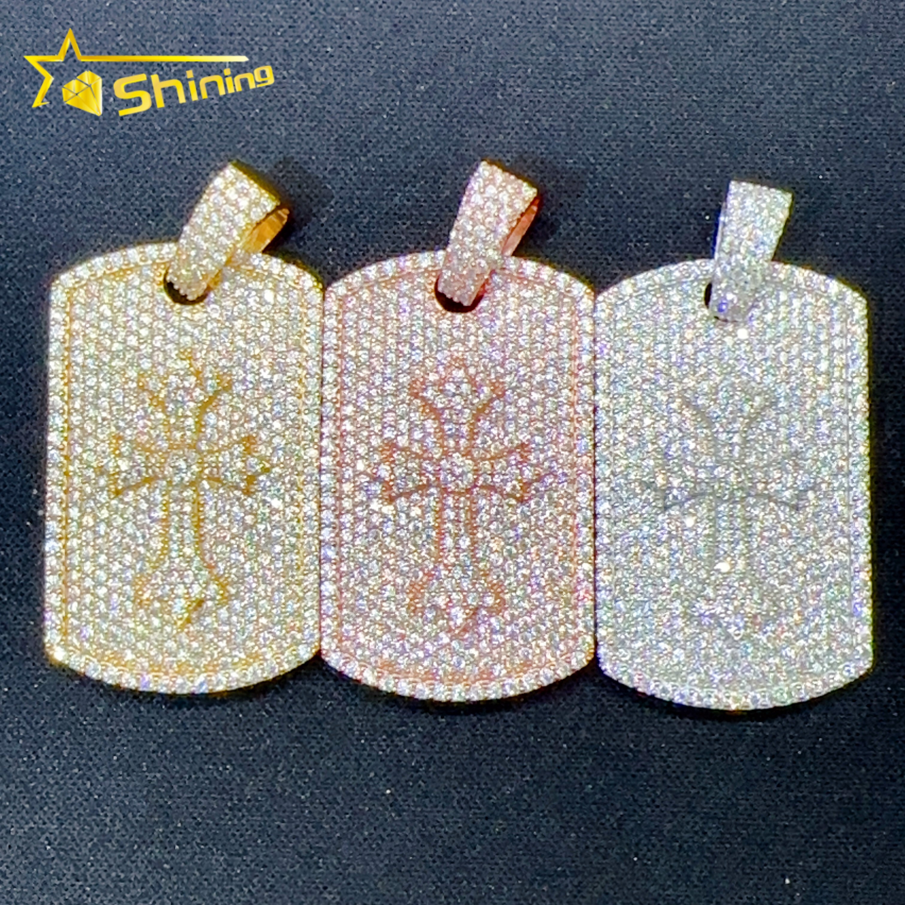 Hot Sell Iced Out Dog Tag Pendant 925 Silver Lab Diamond Jewelry Men Women Hip Hop GRA Certified Moissanite Necklace Pendant - view 4