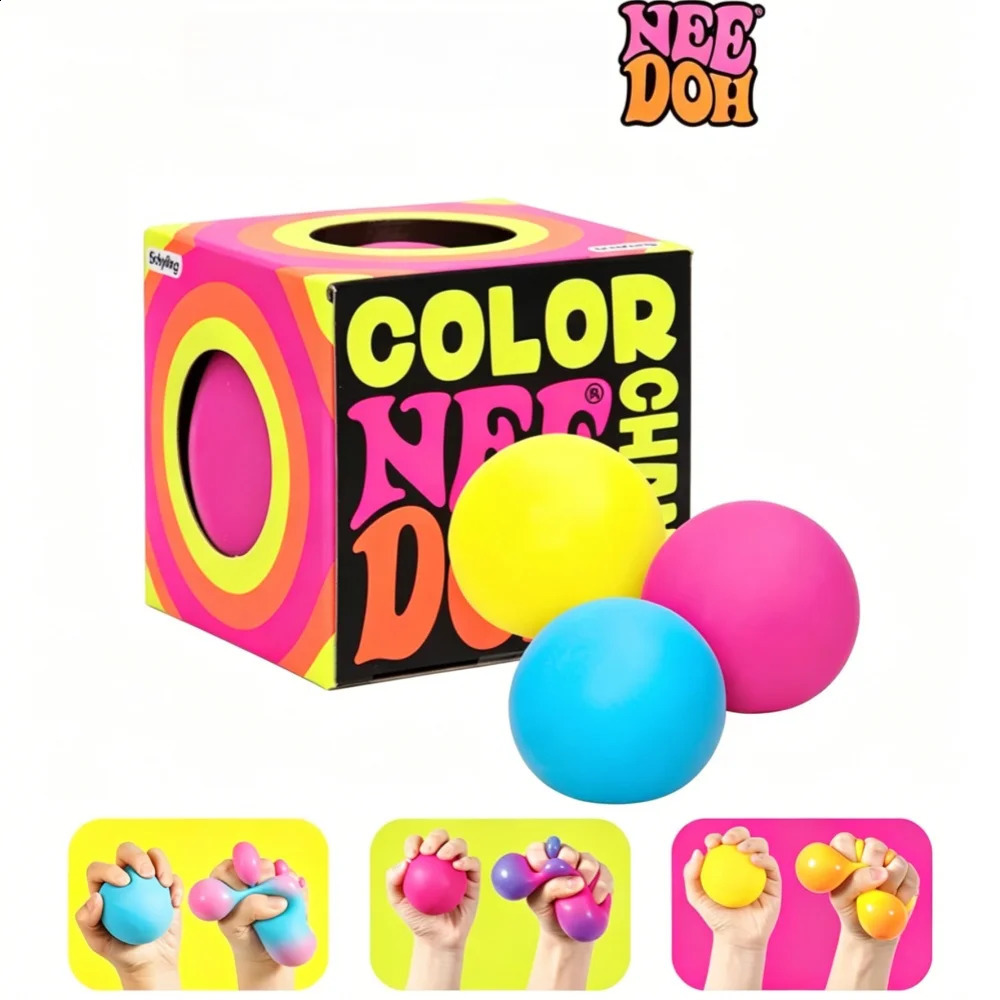 Schylling needoh extrude Color Change Sensory Stress Relief Balls Relieves Anxiety Fidget Squishy Toy bind box Gift 260822