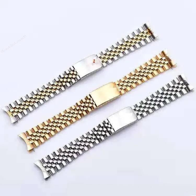 20 21mm Two Tone Hollow Curved End Solid Screw Links Replacement Band Old Style VINTAGE Jubilee Bracelet For Datejust