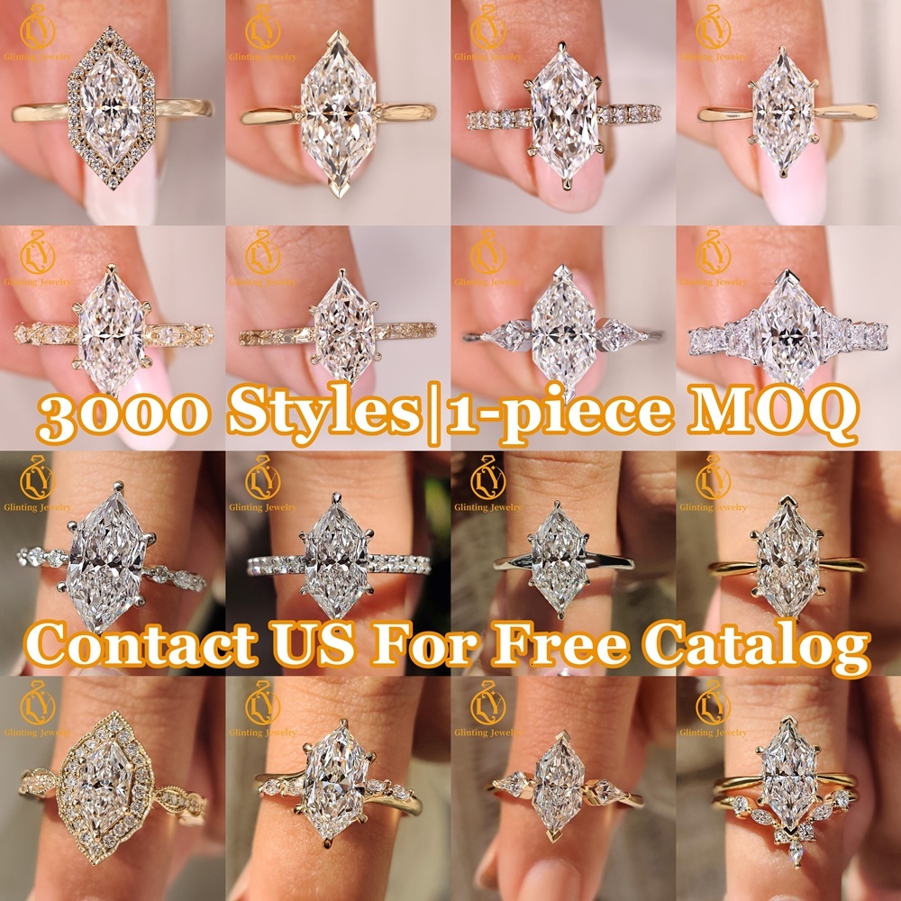 2026 Dutch Marquise Moissanite Engagement Ring Hidden Halo 14K 18K Gold Moissanite Diamond Wedding Ring for Women
