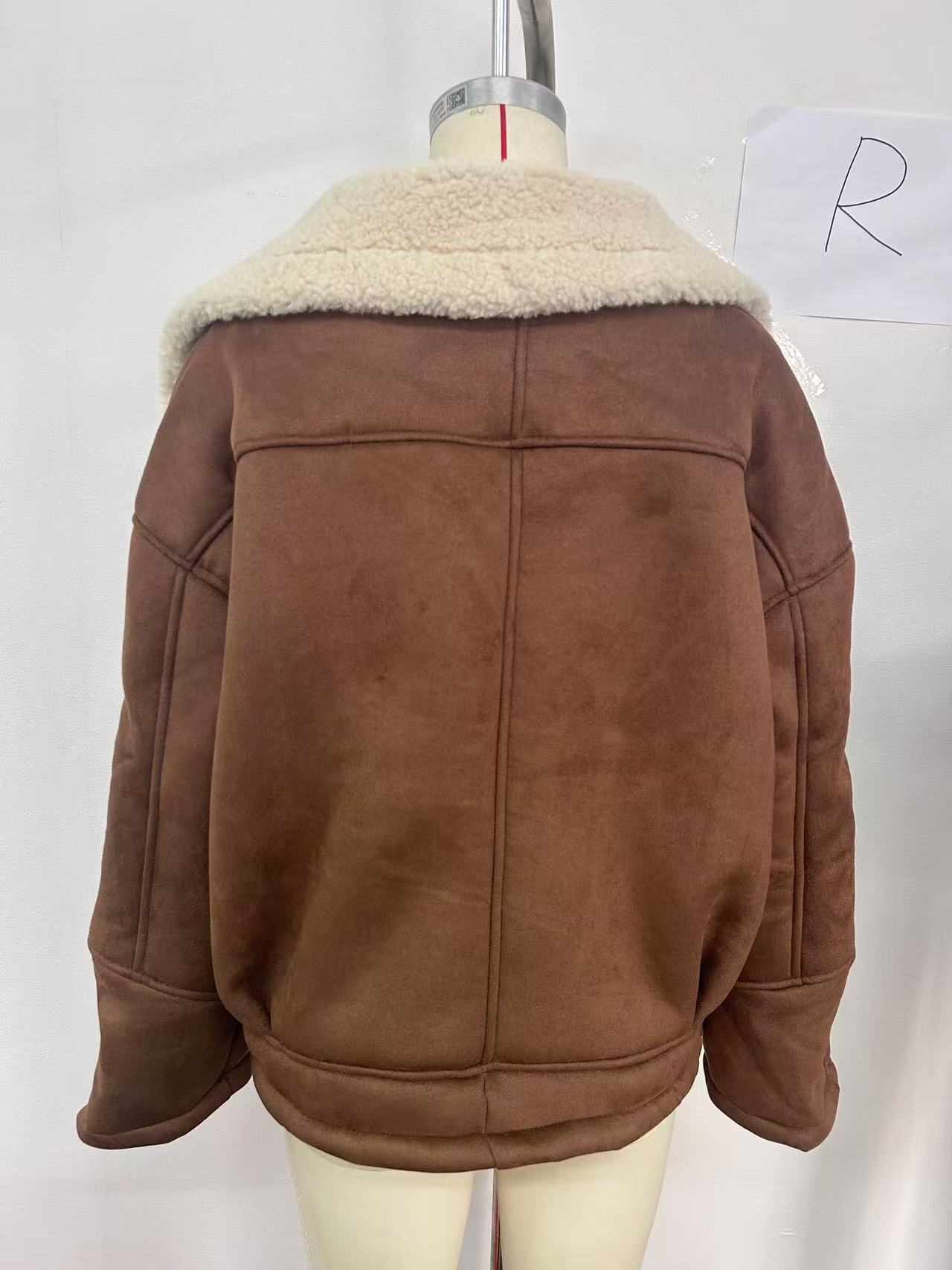 Jacket Women Designer Clothes Fashionable Lapel Design Women's Loose Plush Warm Retro Jacket Suitable For Various Outdoor Travel Scenarios Daily  - view 8