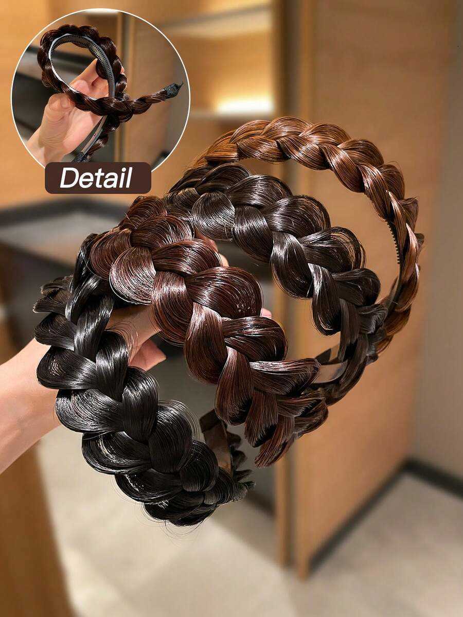 1pc Women Braided Headband With Anti-Slip Teeth Design Retro Style Hair Accessories H260822