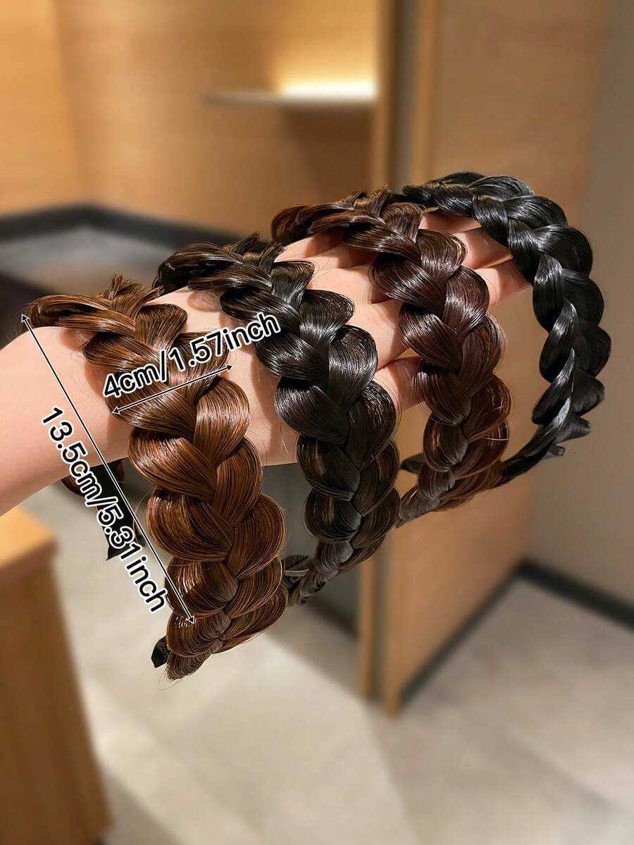 1pc Women Braided Headband With Anti-Slip Teeth Design Retro Style Hair Accessories H260822
