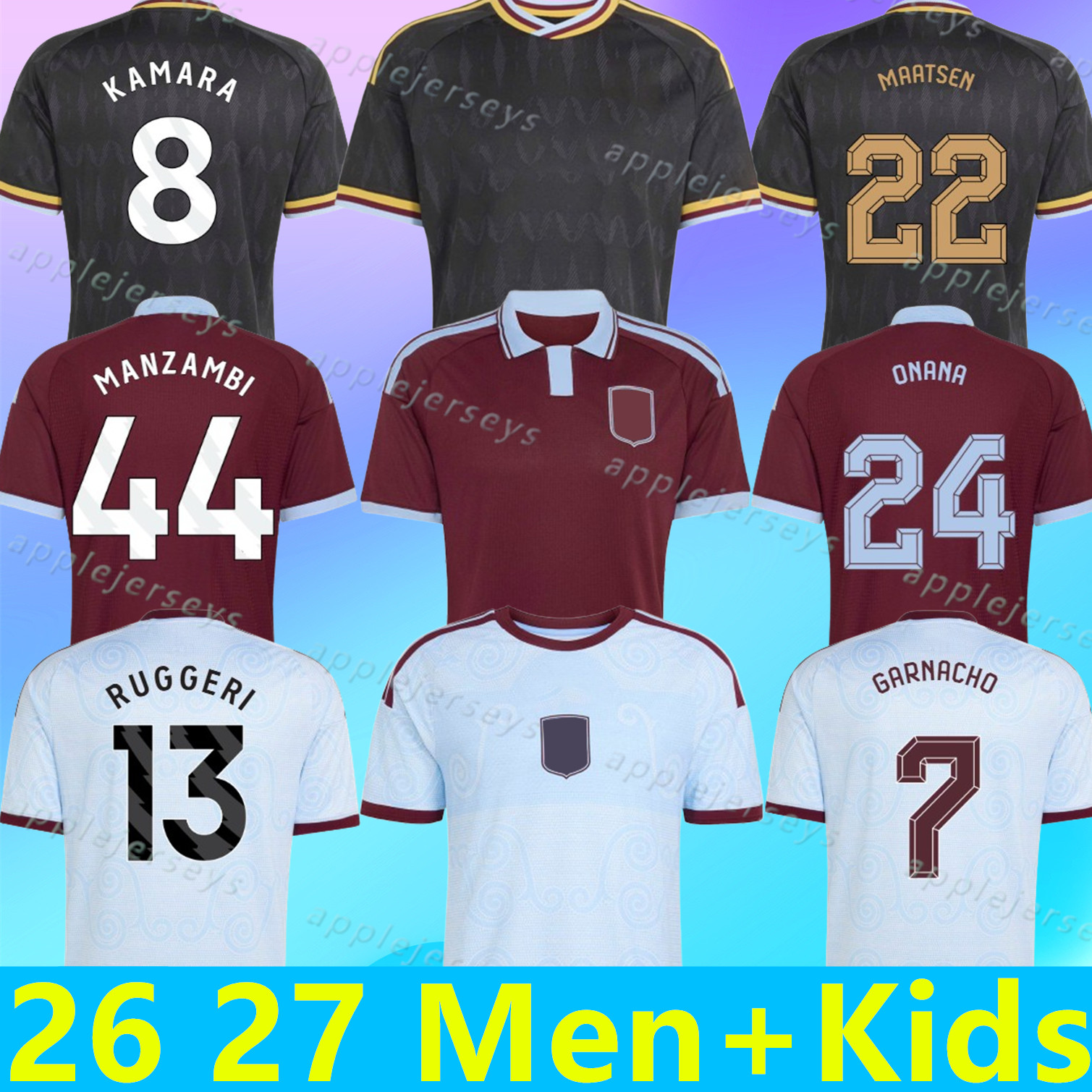 Maglia Da Uomo Astonly Villa 26 27 Bailey Malen Maglie Da Calcio Casa Lontano T…
