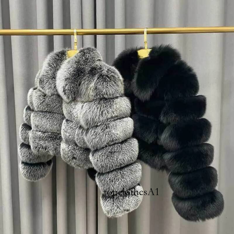 Winter Ladies Cropped Coats Casual Fashion Square Neck Long Sleeves High Quality Real Fox Fur Jacket