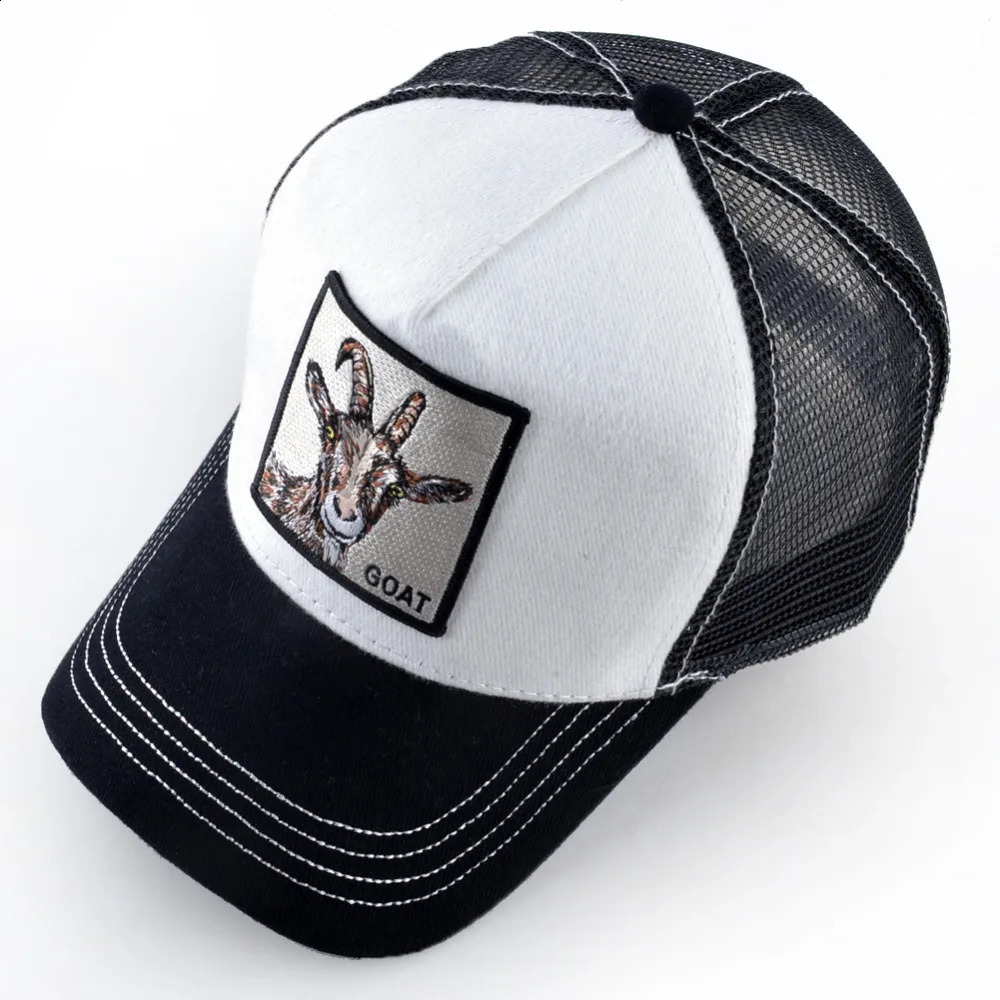 Fashion Baseball Cap Men Women Hip Hop Bone Bill Goat Embroidery Streetwear Trucker Hats Breathable Mesh Black Hat 260822