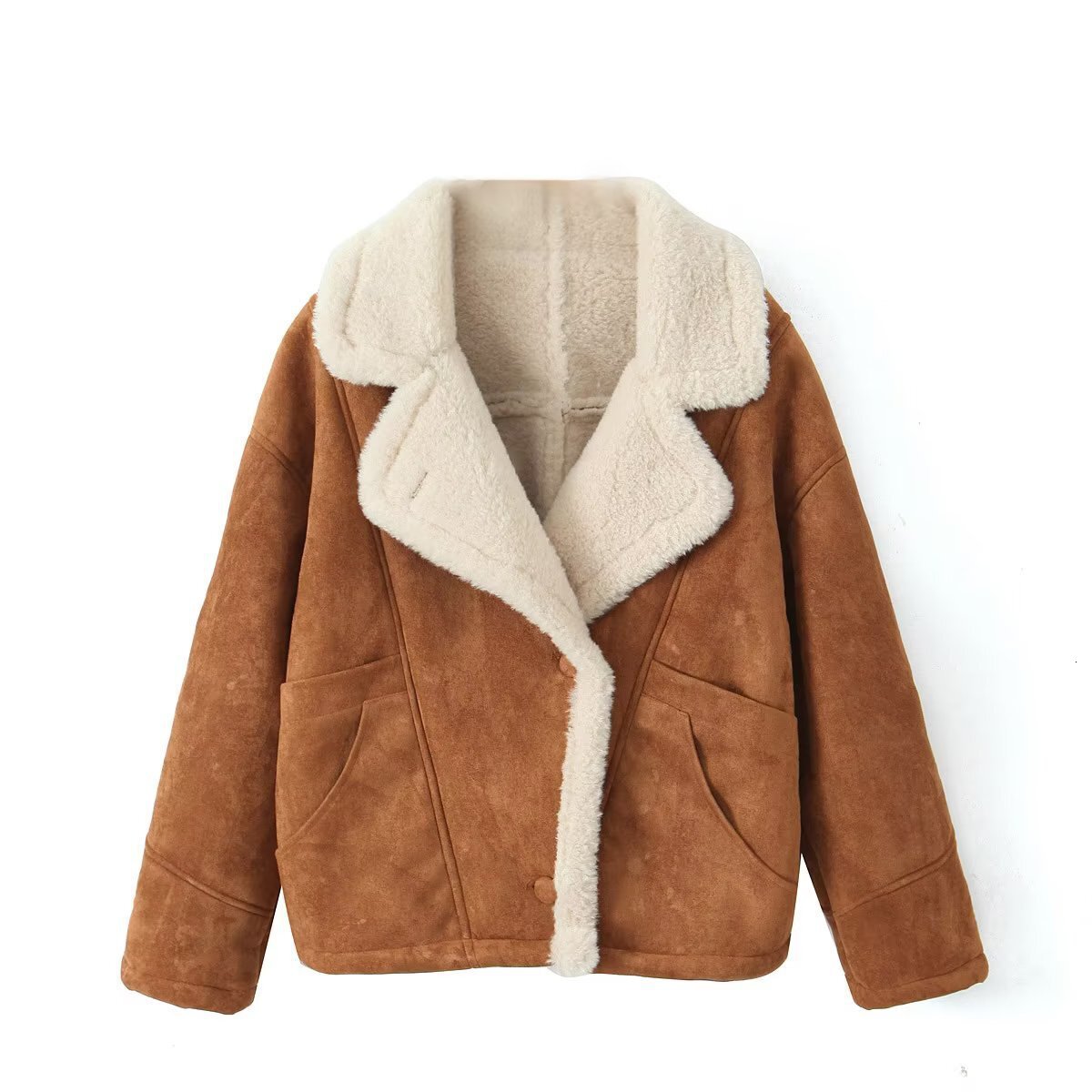 Jacket Women Designer Clothes Fashionable Lapel Design Women's Loose Plush Warm Retro Jacket Suitable For Various Outdoor Travel Scenarios Daily  - view 7