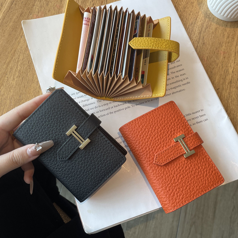 Luxury Brand Designer Bag Top-Layer Cowhide Small For Women, Anti-Magnetic, Multi-Card Slot, Light Luxury Genuine Leather, Mini Compact 12-Card Slot I - view 5