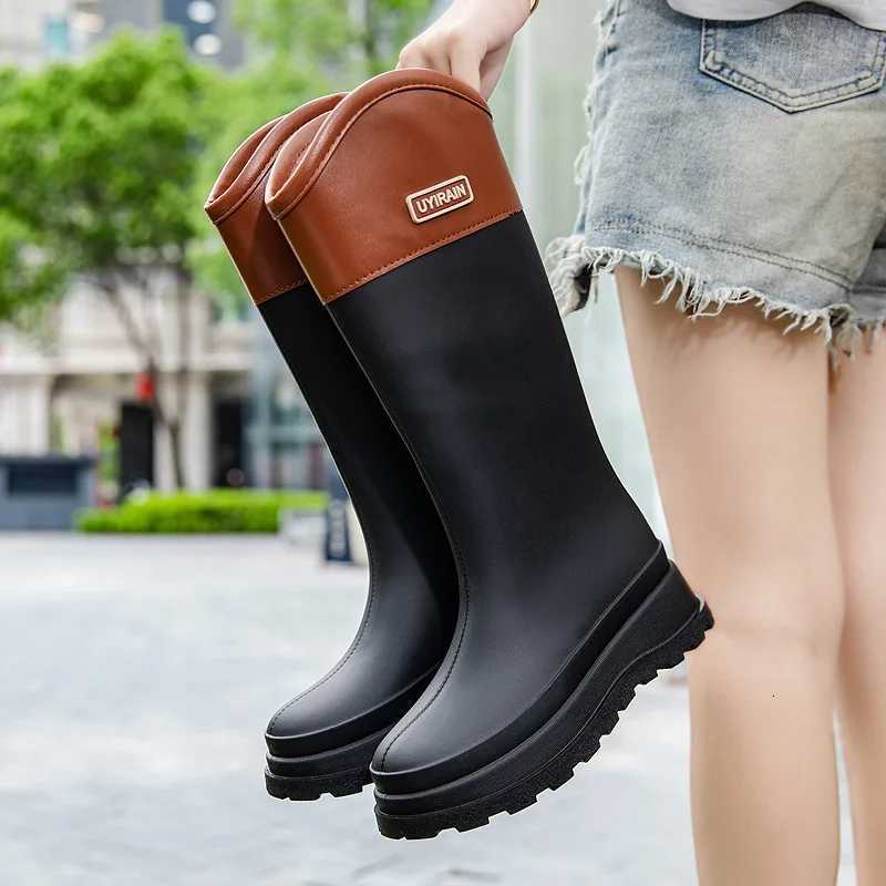 Women's Winter Boots High-Tube Rain Long Tube Pvc Spliced Keep Warm Waterproof Wear-Resistant Mid-Calf Work Footwear for Women H260824 - view 5