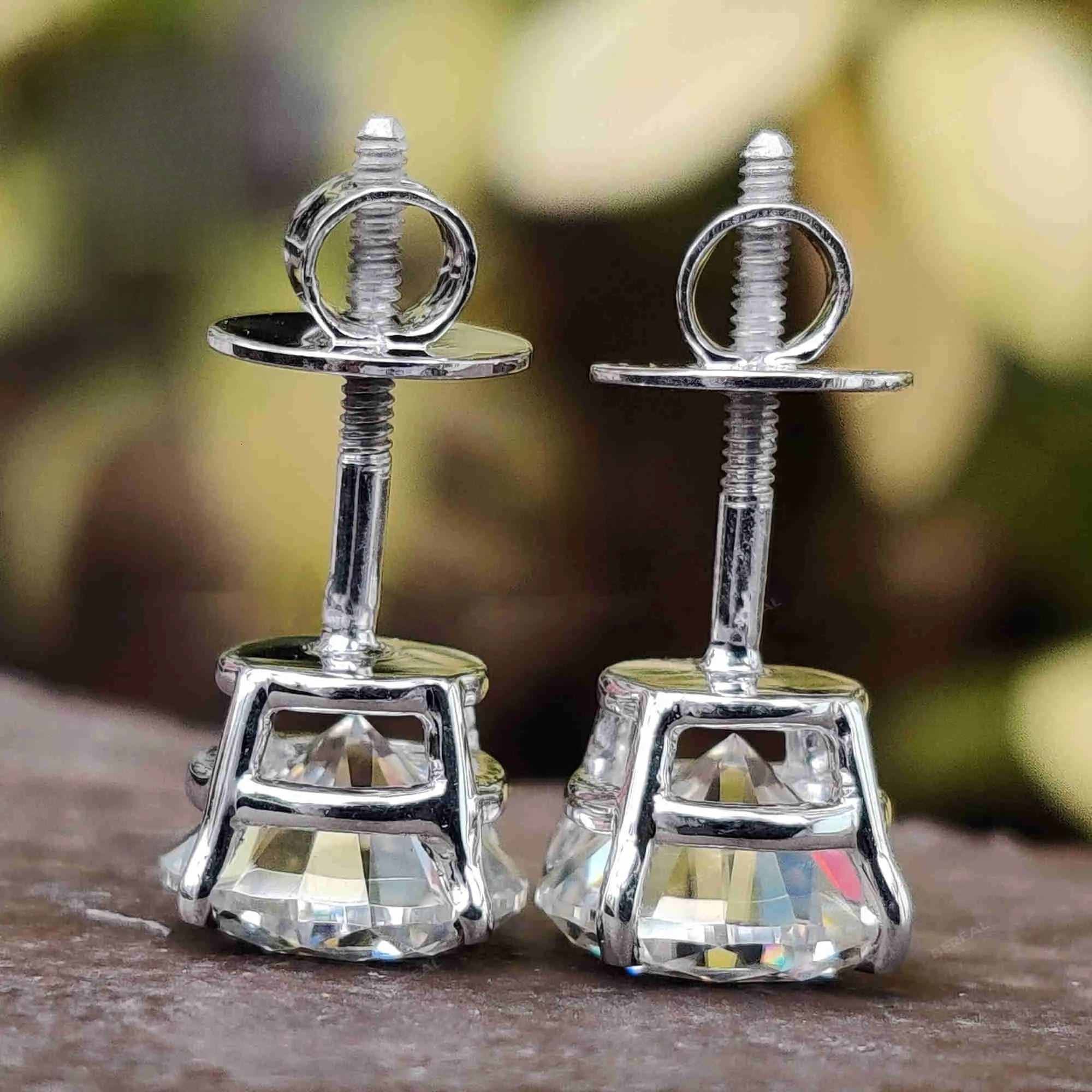 Custom Vvs Lab Grown Created Studs Earrings Real 10K 14K 18K Solid Gold 925 Silver Round Diamond Stud Earring Men Women - view 3