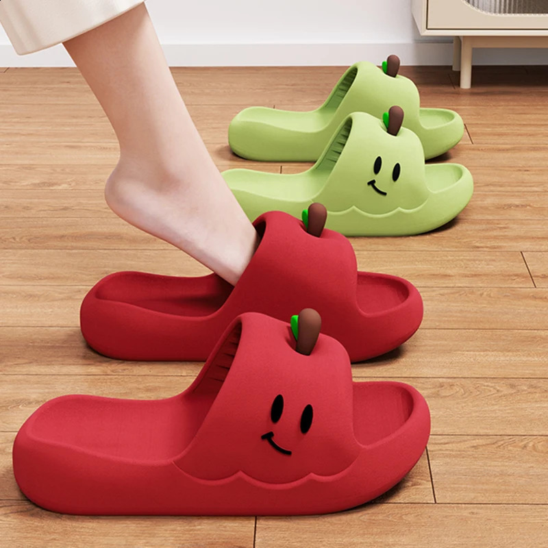 2026 Lovely Apple Eva Slippers Women Summer Couple Platform Cloud Slippers Woman Lightweight Non Slip Indoor Home Slides Female 260821 - view 3