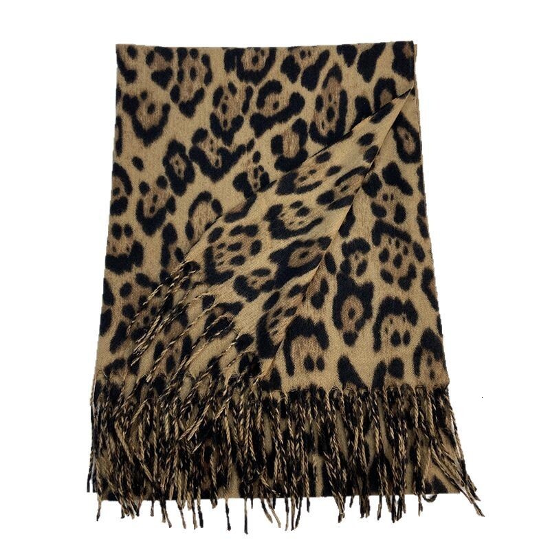 Designer Scarf Imitation Cashmere Leopard Print Scarf For Women Thickened Printed Tassel Shawl High Quality Neck Warmer Large Blanket Scarves For Autu - view 7