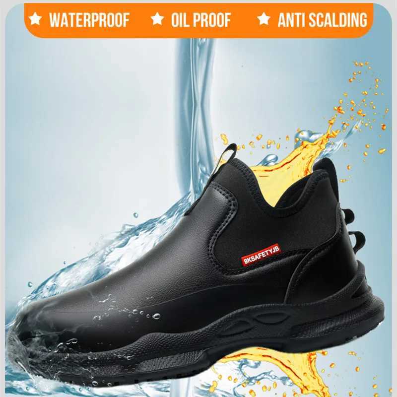 kitchen work shoes non anti-skid slip work waterproof boots lightweight Safety shoes for men chef work shoes leather sneakers H260824 - view 4