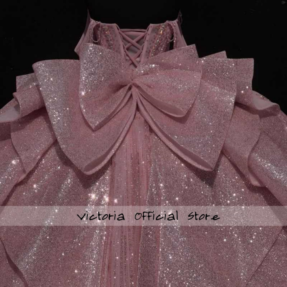 Pink Princess Quinceanera Dresses for Teens Sweet 16 Birthday Party Gowns WIth Bow Sweetheart Glitter Mexican Tulle Vestido de 15 Anos Prom Gown Custo - view 5