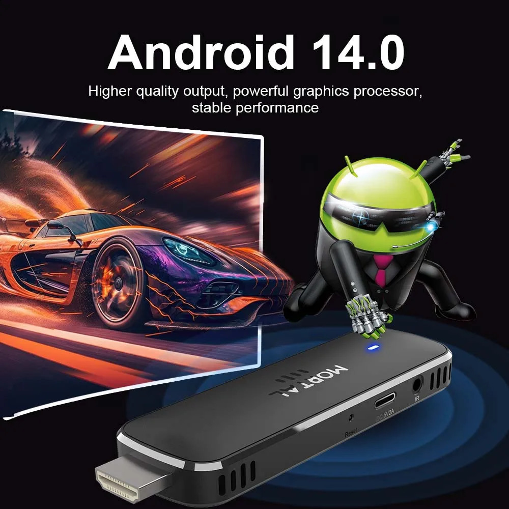 Mortal Android 14 TV Stick Full HD 4K 1080P WiFi 6 Google Voice NETFLIX Q8 BT5 24Fps Wireless Video Decode Media Player 260817ww - view 7