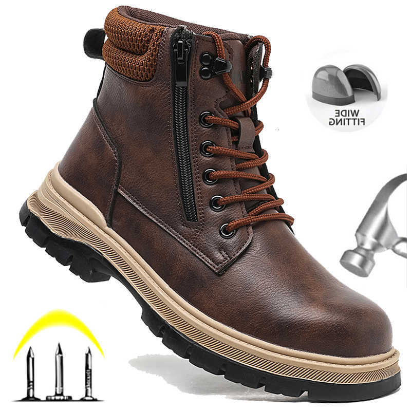 Waterproof Men Puncture-Proof Work Boots Work Shoes Steel Toe Safety Boots Industrial Indestructible Boots Side Zipper Shoes H260824