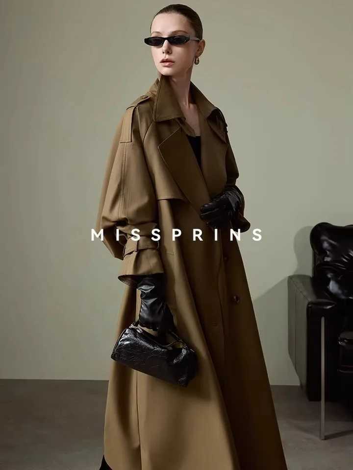 Khaki Lautaro Spring Autumn Long Trench Coat for Women Belt Double Breasted Chic Designer European Fashion Clothes 2025 L260825 - view 4