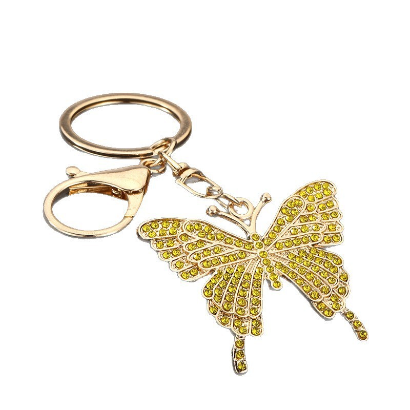 European and American Style Colorful Rhinestone Inlaid Butterfly Keychain Metal Alloy Creative Women's Bag Pendant Key Ring Gift - view 6