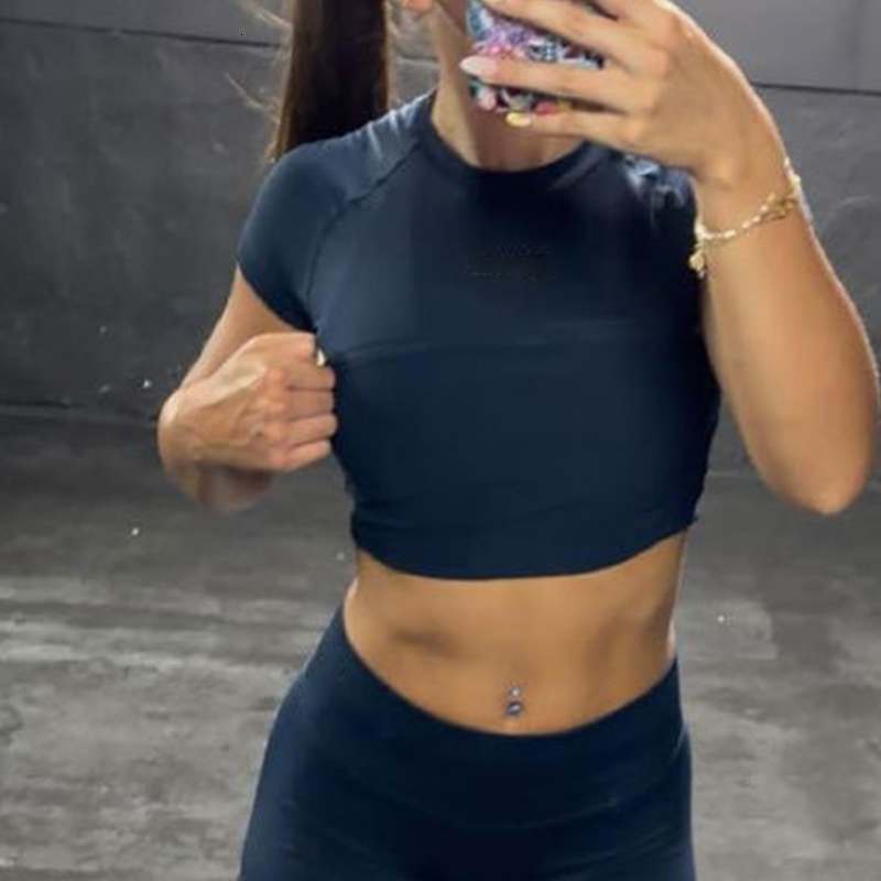 Impact Short Sleeve Top+Flares Running Flares 2-piece Sports Women's Seamless Yoga Top Fitness Set 26Y0825 - view 5