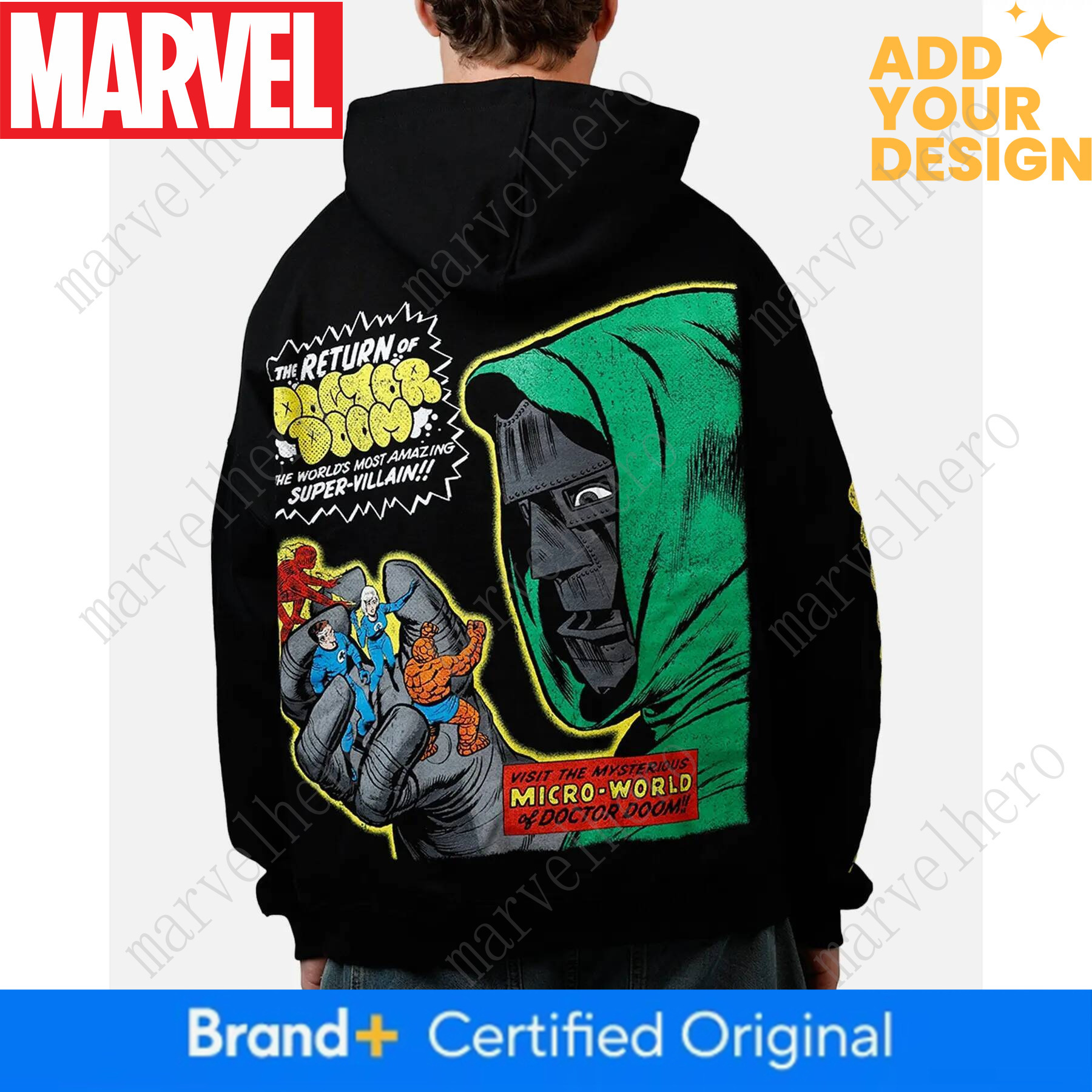 Studio Marvel Fantastic Four Doctor Doom Villain Premium Hoodie Black