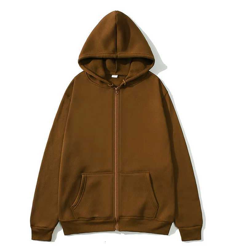 Oversized Unisex Hoodie Solid Color Zip Up Jacket Casual Street Trendy Plain Hooded SweatshirtT260825 - view 7