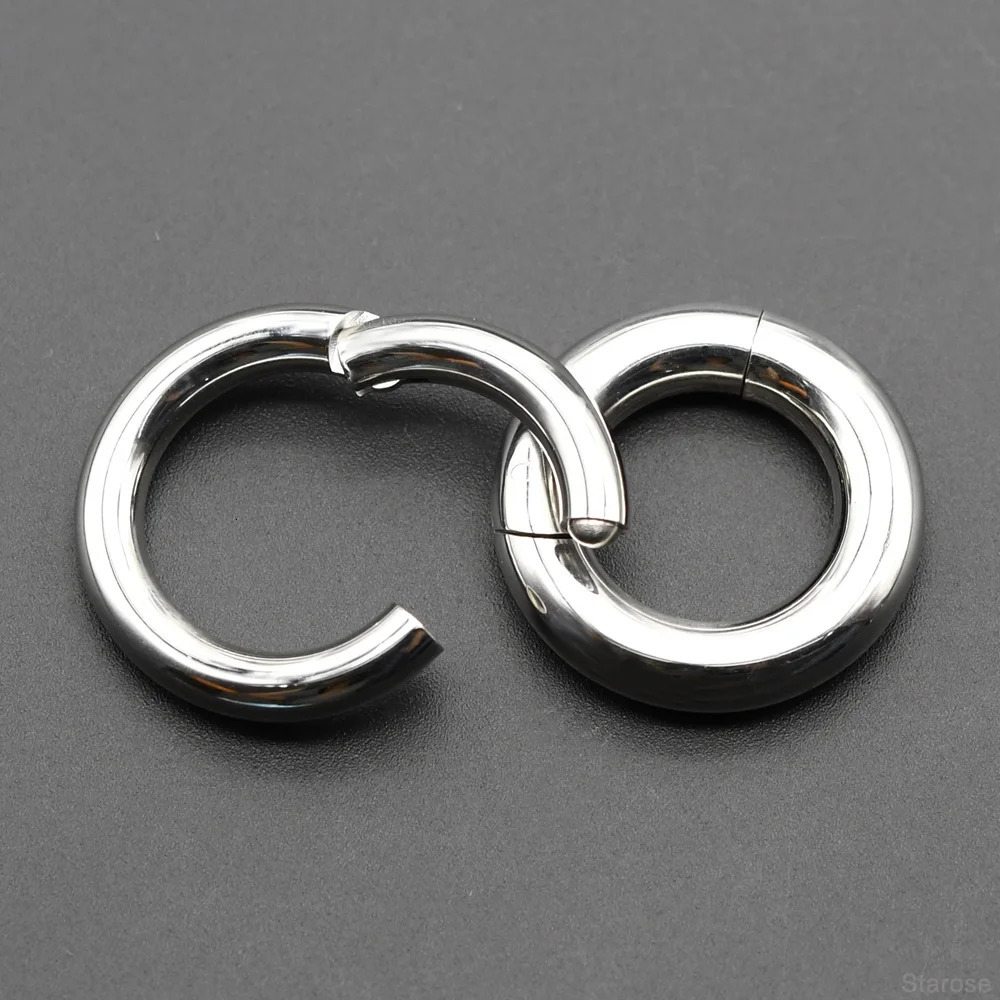 Smooth Hinged Stainless Steel Segment Hoop Ring 00G Large Size Septum Clicker BCR PA Piercing Nose Ring Ear Stretcher Weights260825 - view 3