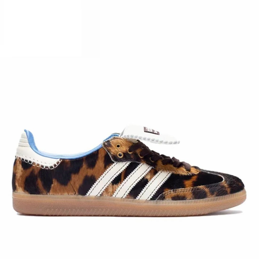 adidas Samba Wales Bonner Leopard Pony Hair Low Top Sneakers Retro Gum Sole Casual Trainers for Men Women Animal Print Street Fashion Shoes - view 3