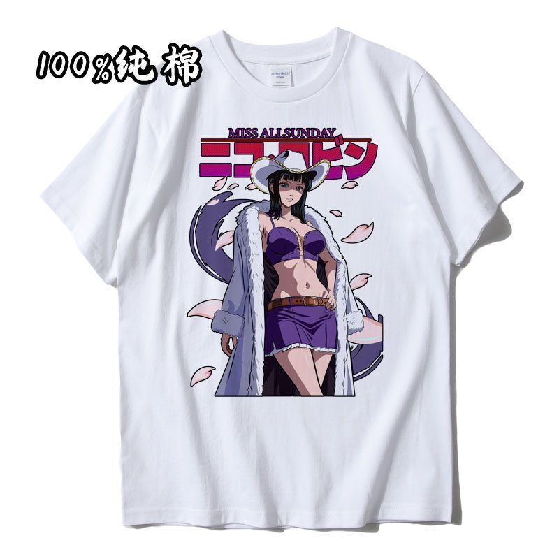Vintage One Piece Nico Robin Graphic T Shirt Men Women Harajuku O Neck Short Sleeve Anime Tops A birthday gift for a friend or partner - view 3