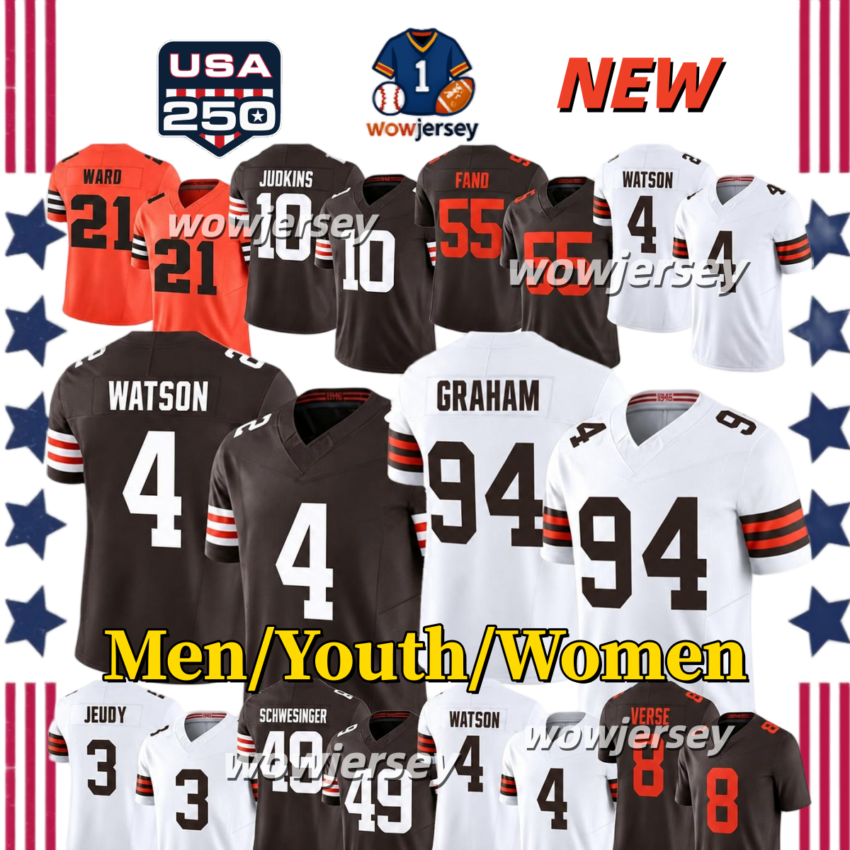 2026 Clevelandcity Marrone Deshaun Watson Maglia Da Calcio Deshaun Watson KC Co…