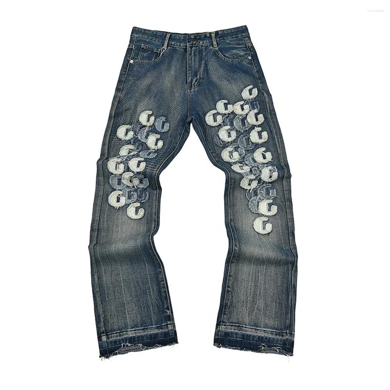 Men' s Jeans High Street Ink Painted Washed Black Baggy - view 8