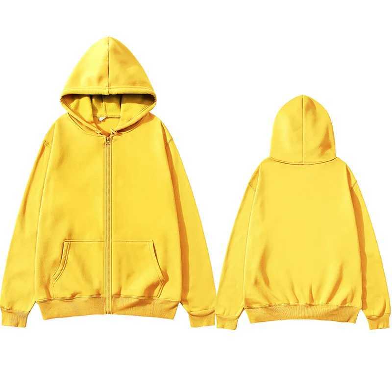 Oversized Unisex Hoodie Solid Color Zip Up Jacket Casual Street Trendy Plain Hooded SweatshirtT260825 - view 6