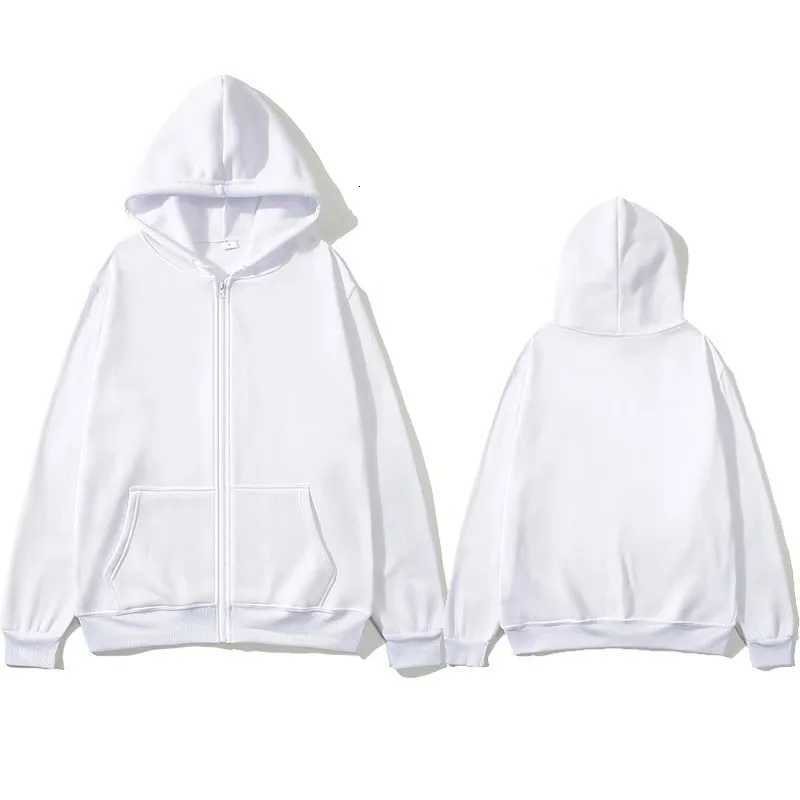 Oversized Unisex Hoodie Solid Color Zip Up Jacket Casual Street Trendy Plain Hooded SweatshirtT260825 - view 4