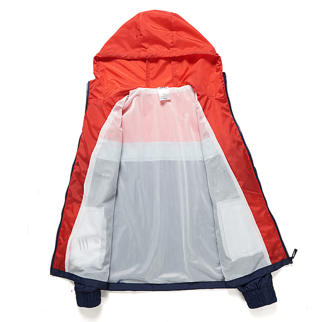 Adidas Men Hooded Windbreaker Jacket Color Block Zip Up Lightweight Windproof Sports Casual Outerwear Coat - view 4