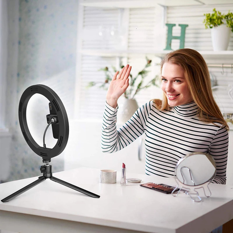 33cm LED Selfie Ring Light Pography Lights Warm Cold Lamp With Tripod Dimmable USB Ringlight For Tiktok Video Live Fill Lamp 260825 - view 6