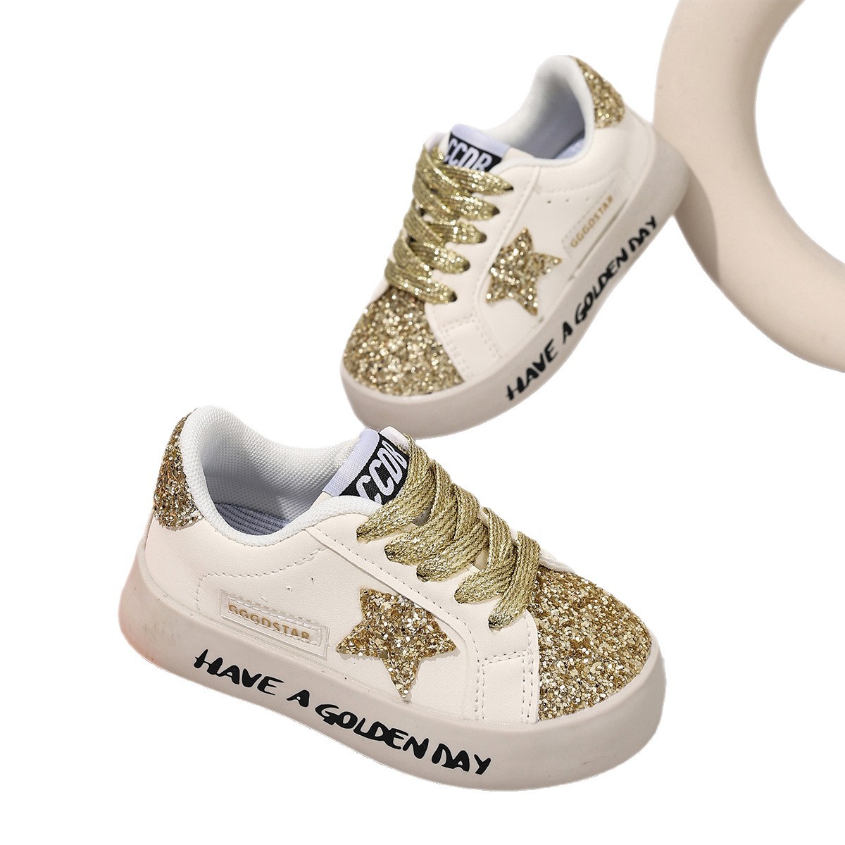 designer shoes 2026 New Star Print Skate Shoes Cute Casual White Sneakers Big Kids Breathable Spring Autumn Canvas Flats for School free shipping - view 6