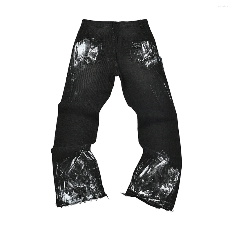 Men' s Jeans High Street Ink Painted Washed Black Baggy - view 5