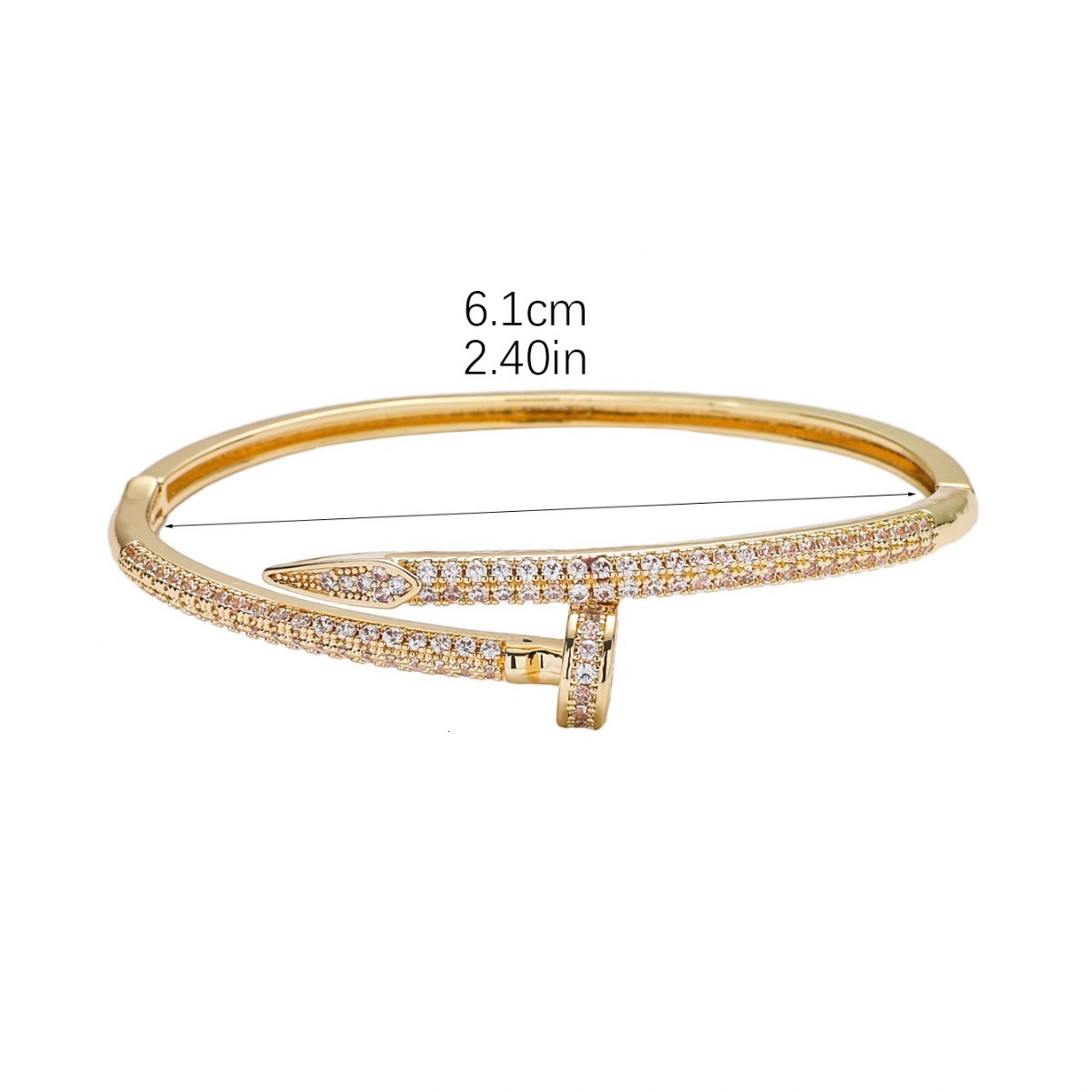 Korean-style diamond-encrusted studded bracelet, elegant and fashionable gold-plated jewelry accessory with a unique minimalist design and cool aesthe - view 5