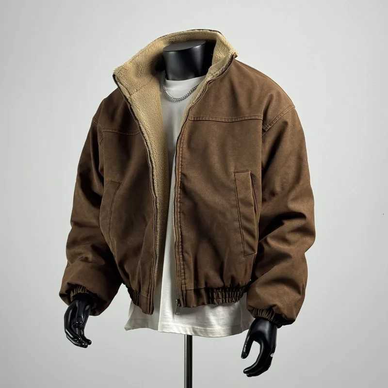 2026 Autumn New Korean High Street Casual Short Jackets for Men Y2k Japan Streetwear Winter Thick Harajuku Loose Zipper Jacket R260824 - view 6