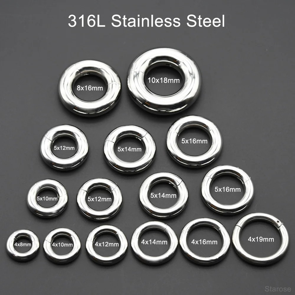 Smooth Hinged Stainless Steel Segment Hoop Ring 00G Large Size Septum Clicker BCR PA Piercing Nose Ring Ear Stretcher Weights260825 - view 4
