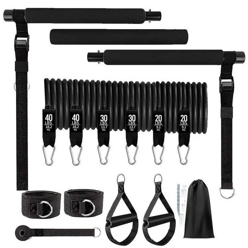 Resistance Bands with Adjustable 180lbs Pilates Bar Portable Home Gym Set for Full Body Strength Pilates Workout C260825 - view 4