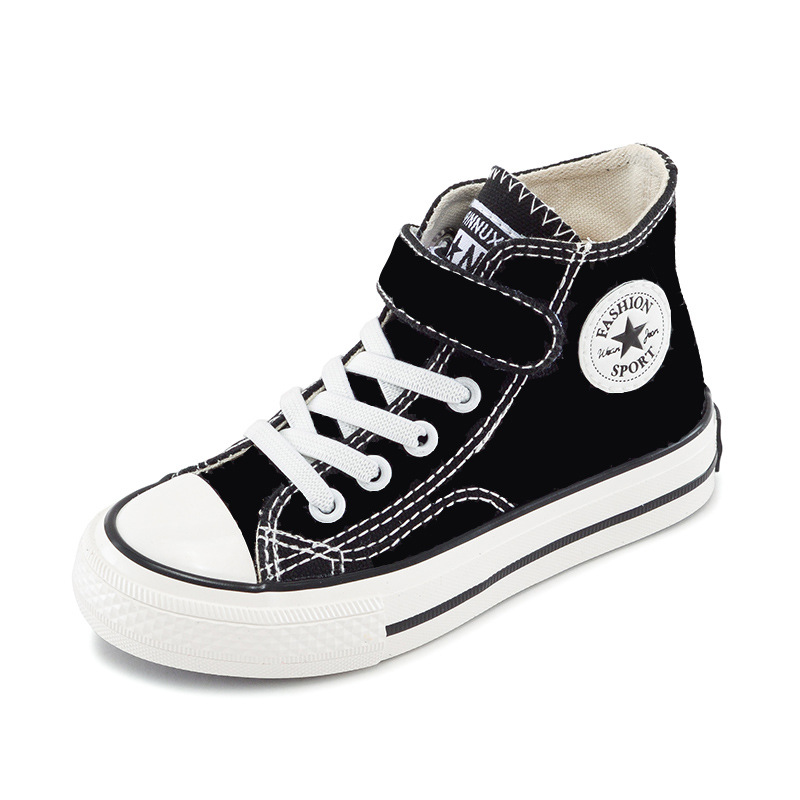 new Free shipping Childrens shoes Children's high top canvas shoes new breathable and comfortable white shoes - view 6